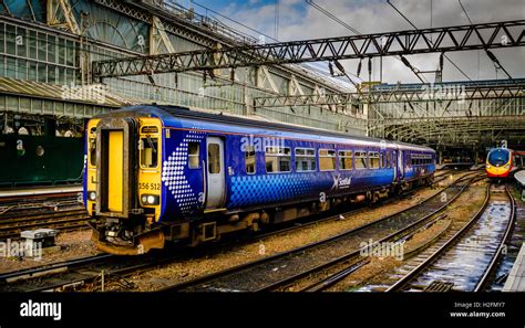 ScotRail Passenger Train Arriving At Central Station In Glasgow