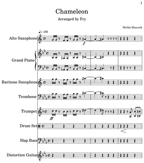 Chameleon - Sheet music for Alto Saxophone, Piano, Baritone Saxophone