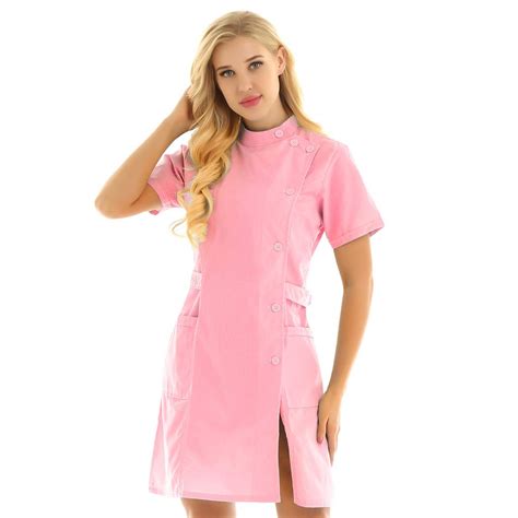 Женский воротник-стойка с коротким рукавом, косой стоматолог, больница ...