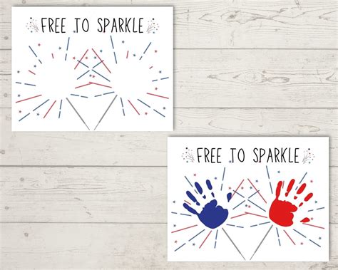 4th Of July Handprint Art Collection Printable Craft Kit For Etsy