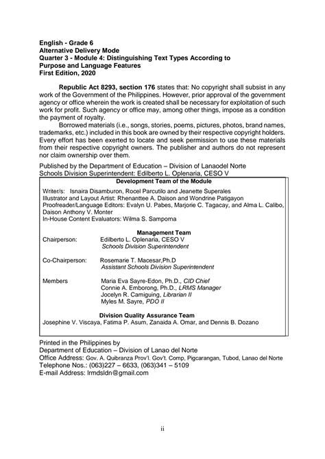 Solution English Quarter 3 Module 4 Distinguishing Text Types According To Purpose And Language