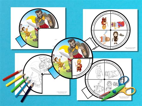 David goliath scripture story wheel kid bible craft printable bible
