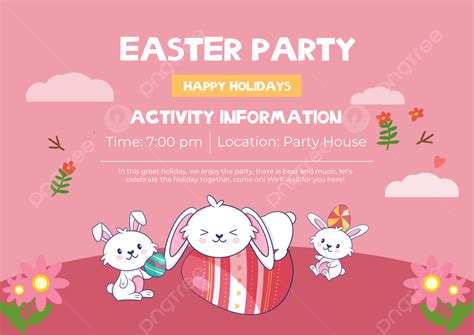 Easter Cartoon Pink Style Invitation Template Download On Pngtree