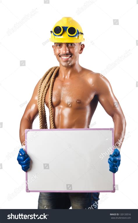 Naked Construction Worker On White库存照片120133516 Shutterstock