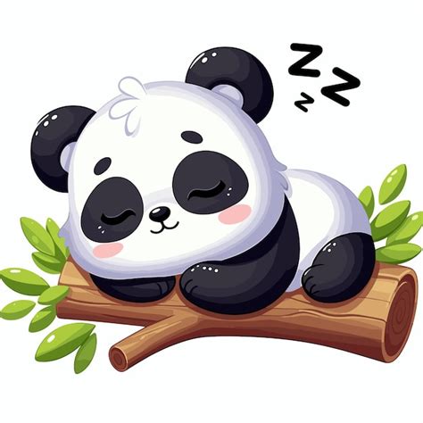 Vetor De Desenho Animado De Panda Dormindo Fofo Em Fundo Branco Vetor