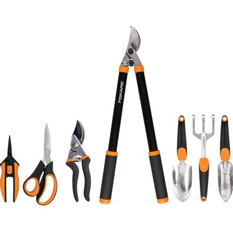 Fiskars Garden Tool Essentials Set with Steel Blades, 7 Piece Bundle ...