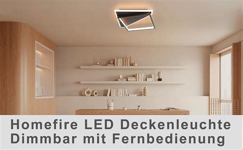 Homefire Deckenlampe LED Deckenleuchte Wohnzimmer Dimmbar Schwarz