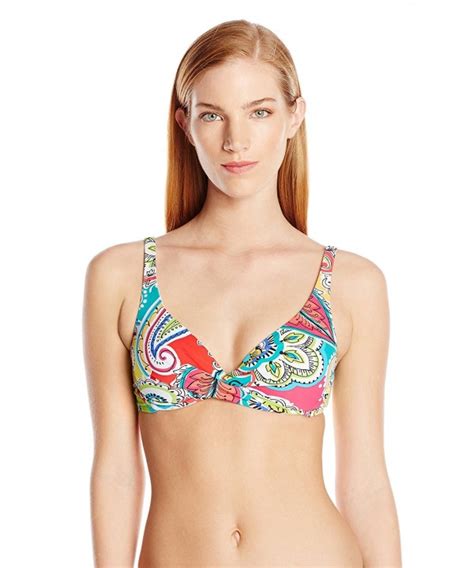 Women S Decorative Paisley Twist Front Halter Bikini Top Multi Ch Pbcp M