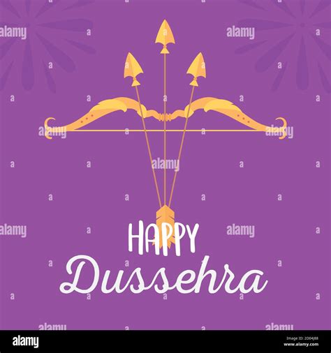 Happy Dussehra Festival Of India Bow And Arrows Culture Vector