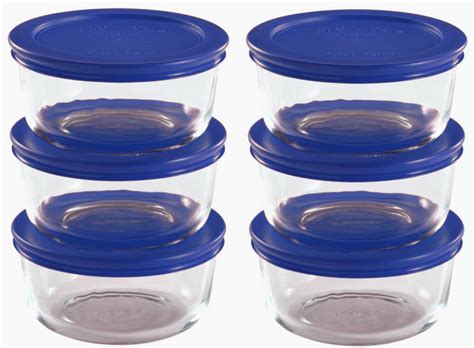 Amazon Pyrex Storage 2 Cup Round Dish Clear With Blue Lid Pack