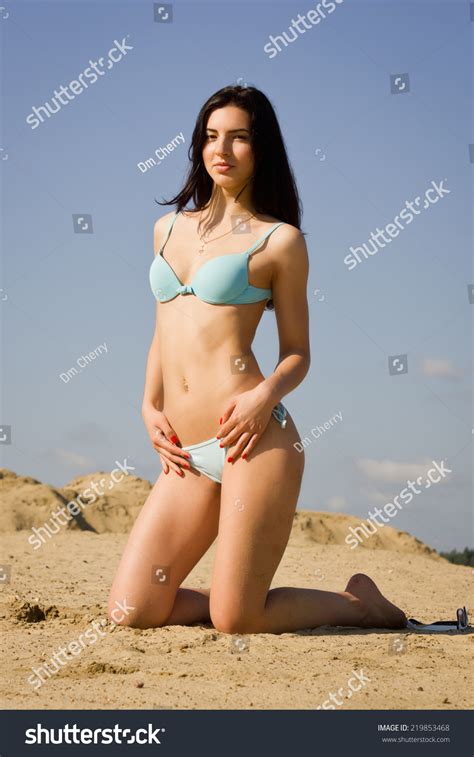Sexual Girl Bikini Relaxing On Sandy Stock Photo 219853468 Shutterstock