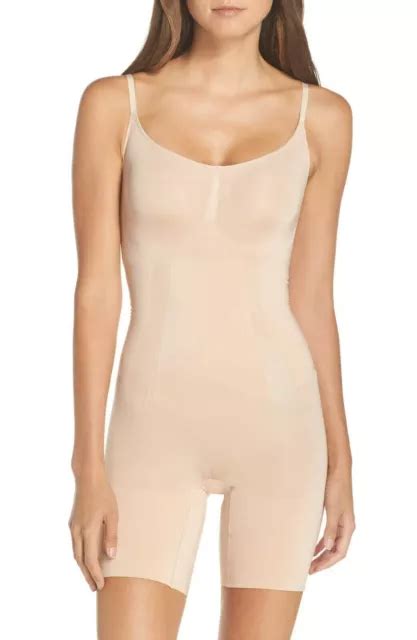 Spanx Ss Oncore Mid Thigh Shaper Bodysuit Nude Size Medium Picclick Uk