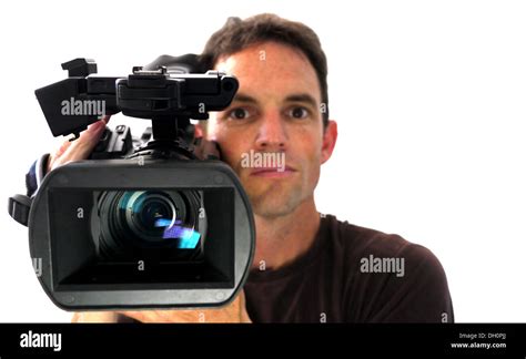 Cameraman On White Background Stock Photo Alamy