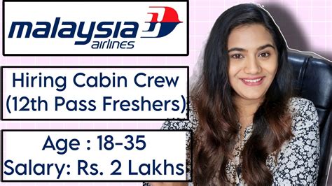 Malaysia Airlines Sept Cabin Crew Vacancies For Th Pass Freshers