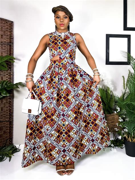 Titilayo Maxi Dress Womens Stretchy Dress In African Print Ankara