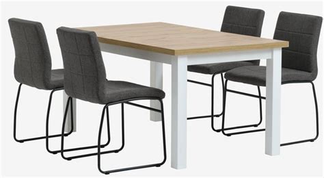 Table Markskel L Blanc Ch Ne Chaises Hammel Gris Jysk