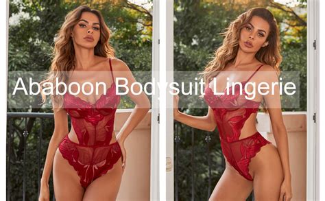 Ababoon Women Lingerie Deep V Sexy Lace Halter Bodysuit Teddy One Piece Babydoll Nightwear At