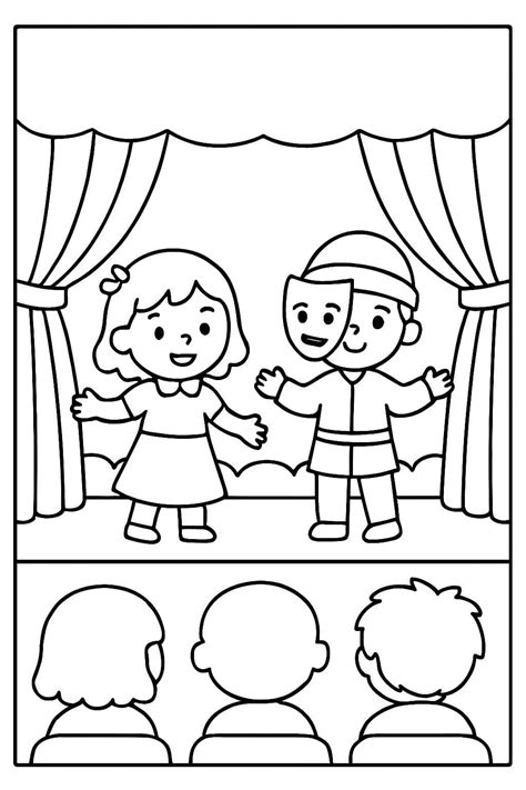 Atividade Sobre Teatro Para Colorir - Desenhos de Teatro Para Colorir, imprimir e pintar - Coloringlib