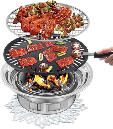 Parrilla Portatil Coreana De Bbq Barbacoa De Carb N Antiadherente Con