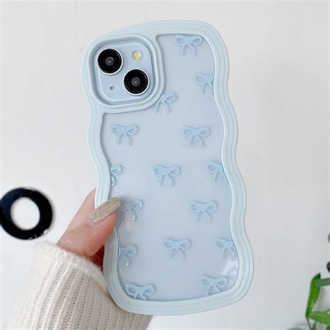 Amazon.com: QLTYPRI Bow Case for iPhone 13/iPhone 14, Clear Cute Ribbon Bow Phone Case Curly