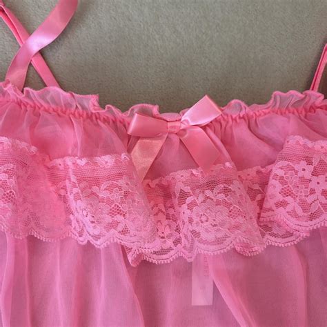 Victorias Secret Neon Pink Lingerie Babydoll Depop