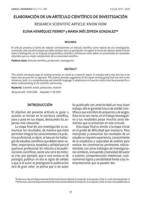 Pdf ElaboraciÓn De Un ArtÍculo CientÍfico De InvestigaciÓn