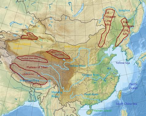 Map Of China With Mountains - Map