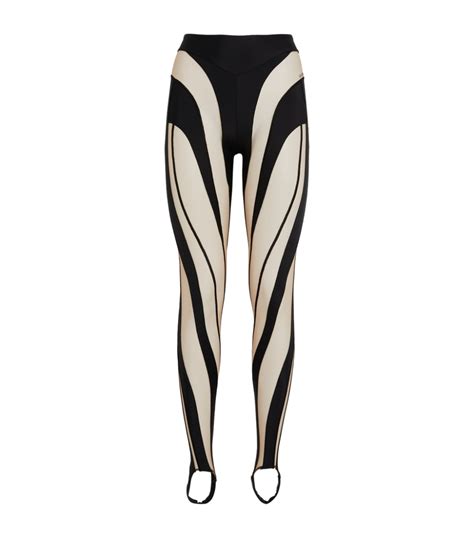 Womens Mugler Black Sheer Swirl Leggings Harrods Uk