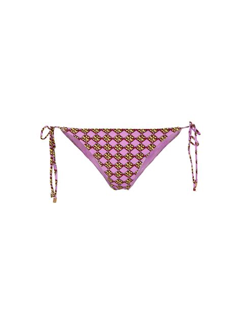 WOMAN TORY BURCH PINK NYLON PRINTED STRING BIKINI BOTTOM