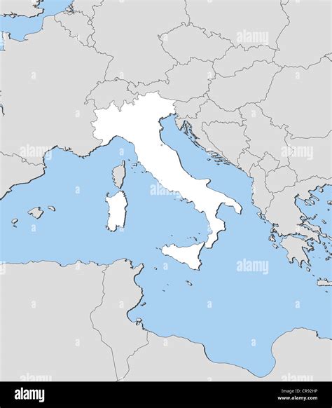 Mapa político de Italia con las diversas regiones Fotografía de stock