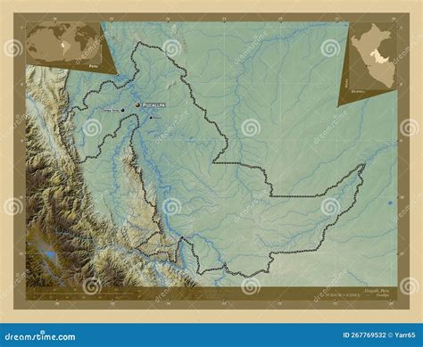 Ucayali Peru Physical Labelled Points Of Cities Stock Illustration