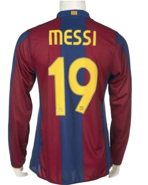 2007 2008 FC Barcelona Home Long Sleeve Retro Jersey MESSI 19 Shirt