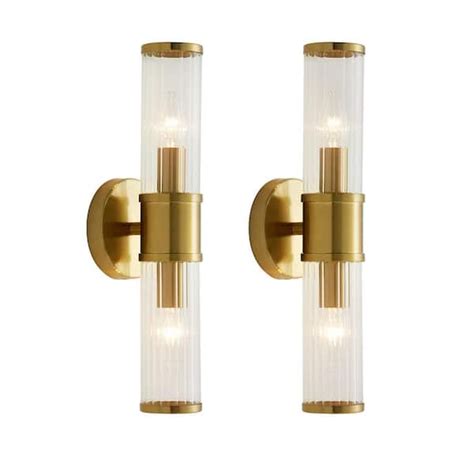 Kaisite In Light Gold Wall Sconce With Cylinder Glass Shade