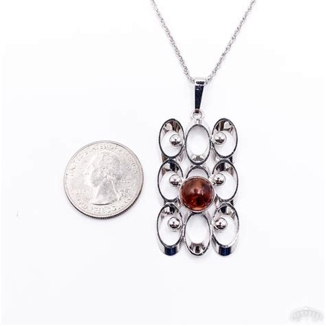 Unique Large Sterling Silver Amber Pendant Gem