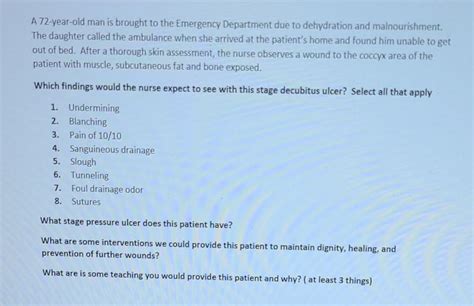 Solved A 72 Year Old Man Is Brought To The Emergency Chegg