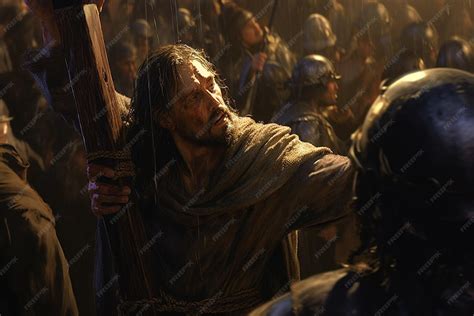 premium photo jesus christ carries  cross  golgotha bible faith