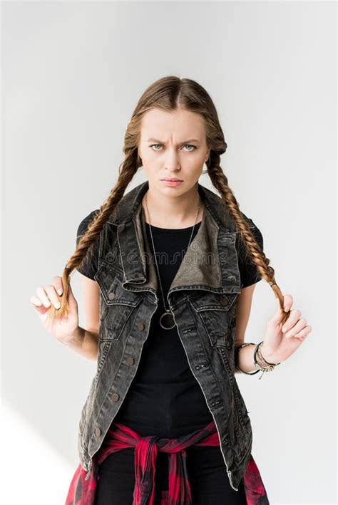 Blonde Rocker Girl Sitting Down Stock Image Image Of Caucasian Lady 67482803