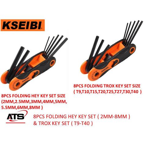 Kseibi 8pcs Folding Hey Key Set 2mm 8mm And Trox Key Set T9 T40