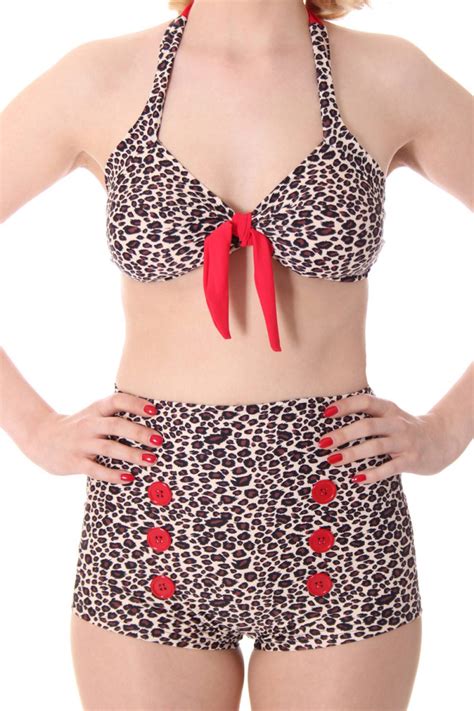 Toni Leopard Leo Pin Up Button S Retro Bikini Suicide Glam