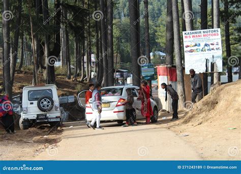 Tourists At Sanasar A Popular Hill Station During The Winter Season