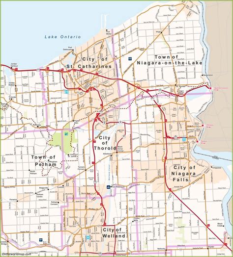 St Catharines Niagara Falls Area Road Map Ontheworldmap