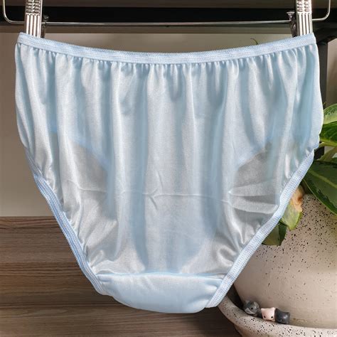 Vintage Slippery Nylon Panties Pastel Blue Bikini Sheer Brief Sz Hip EBay