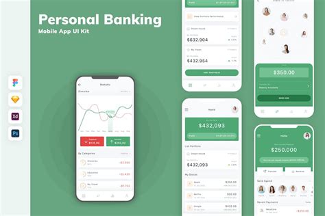 Personal Banking Mobile App Ui Kit Graphic Templates Envato Elements