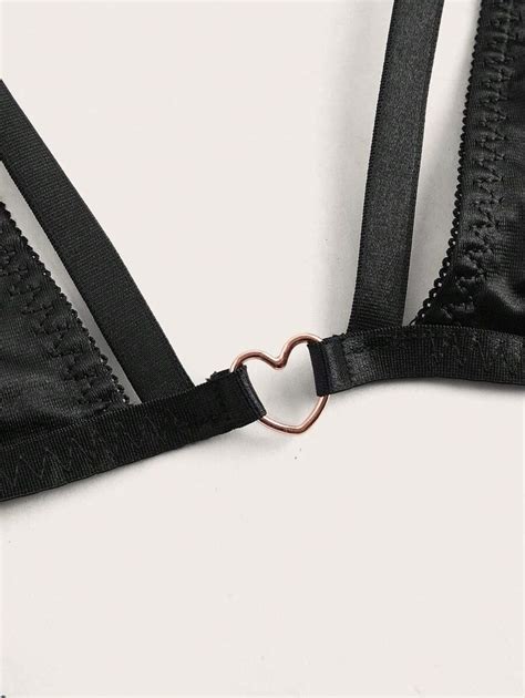 ROMWE Goth Dark Sexy Lingerie Set For Women Including Bra Thong And Choker SHEIN USA