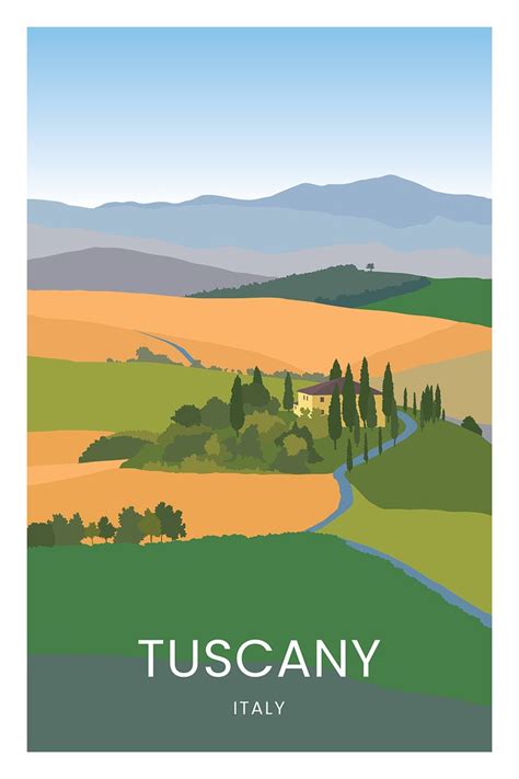 Tuscany Italy Travel Poster Italy Poster Italy Illustration Italy