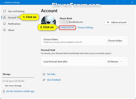 Unlink Account and PC from OneDrive in Windows 11 | Windows 11 Forum