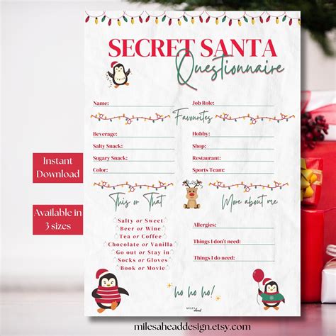 Secret santa questionnaire simple secret santa survey office secret ...