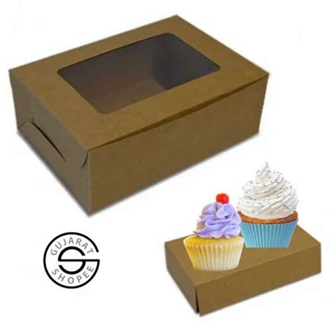 Cupcake Brown Virgin Kraft Paper Window Box With Cupcake Holder X