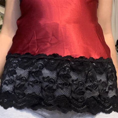 Xi Red Detailed Lingerie Tank Size S Silk N Depop