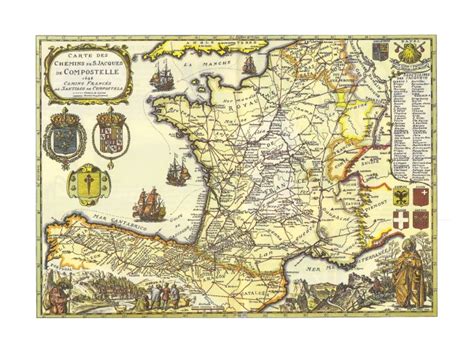 carte des chemins de st jacques de compostelle en